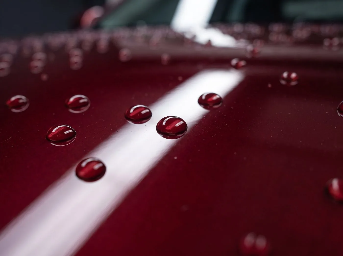 Water beading on freshly ceramic-coated car paint