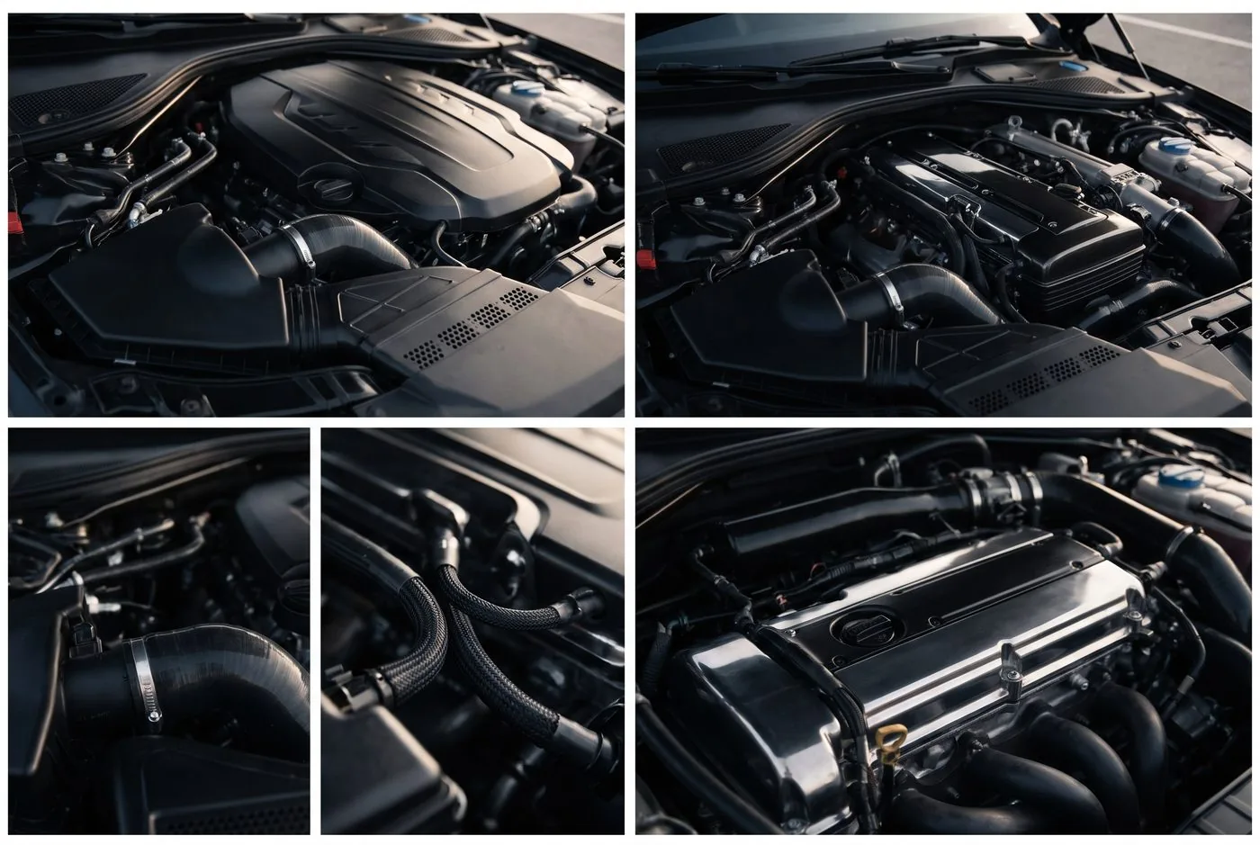 Detailed and dressed engine bay with clean components